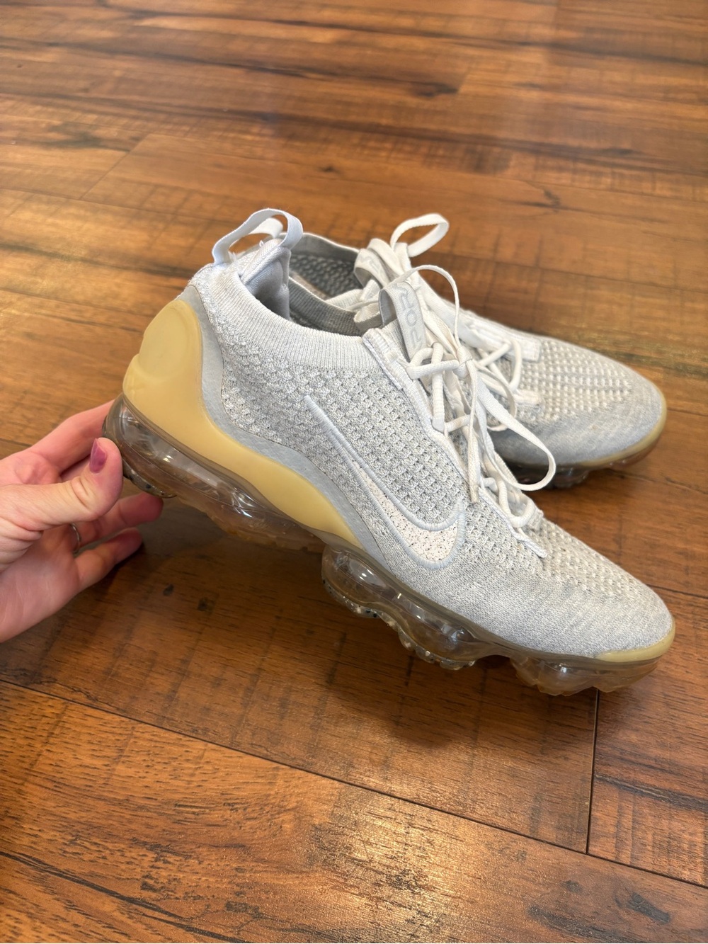 Nike Air VaporMax 2021 Flyknit White Pure Platinum DC4112-100 Women's Size 8.5